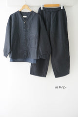 prit（プリット）リネンコットン交織平織ピグメント加工　ノーカラービッグシャツ