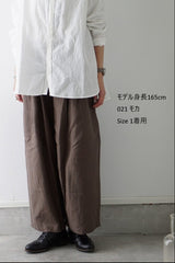 TISSU(ティシュ)　フレンチリネン/東炊きストライプ　ギャザータックパンツ