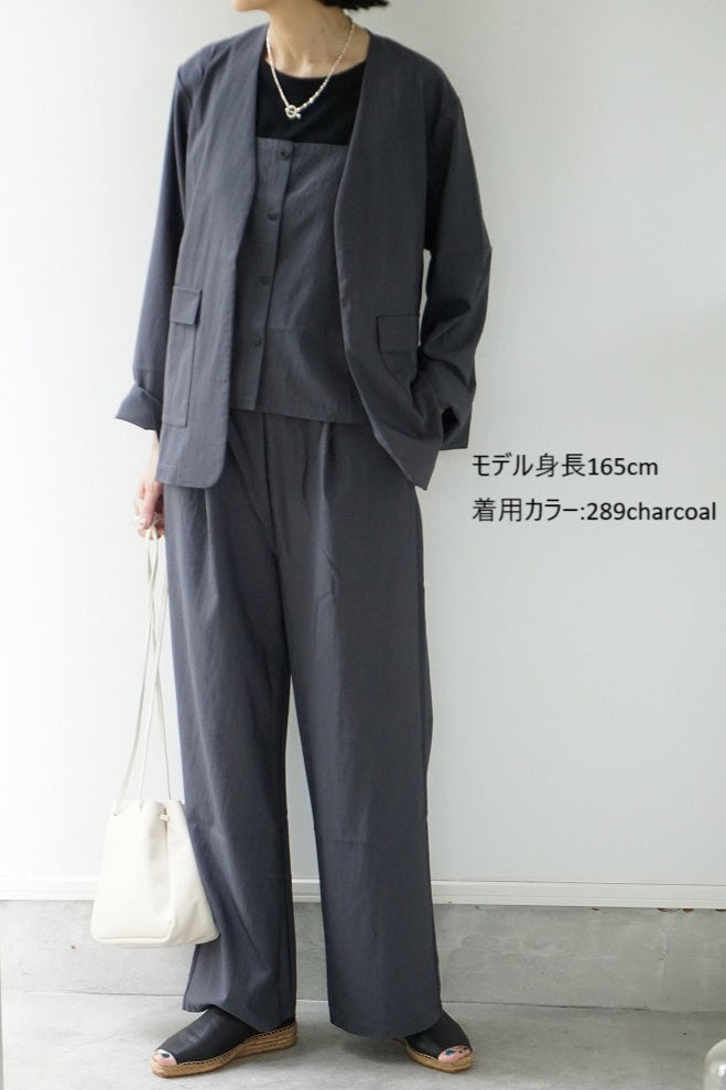 me.（ミードット）sheer satin ノーカラージャケット