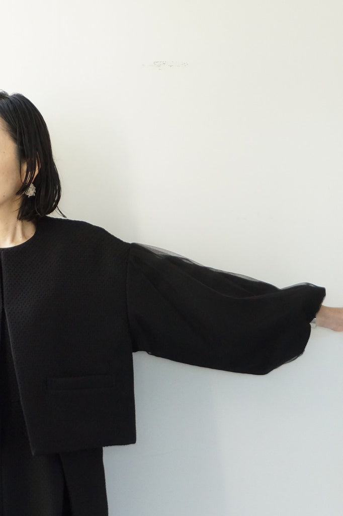 WHYTO.(ホワイト)  tulle layered sleeve jacket