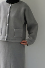 me.（ミードット）cloudy wool　ボリュームスリーブブルゾン