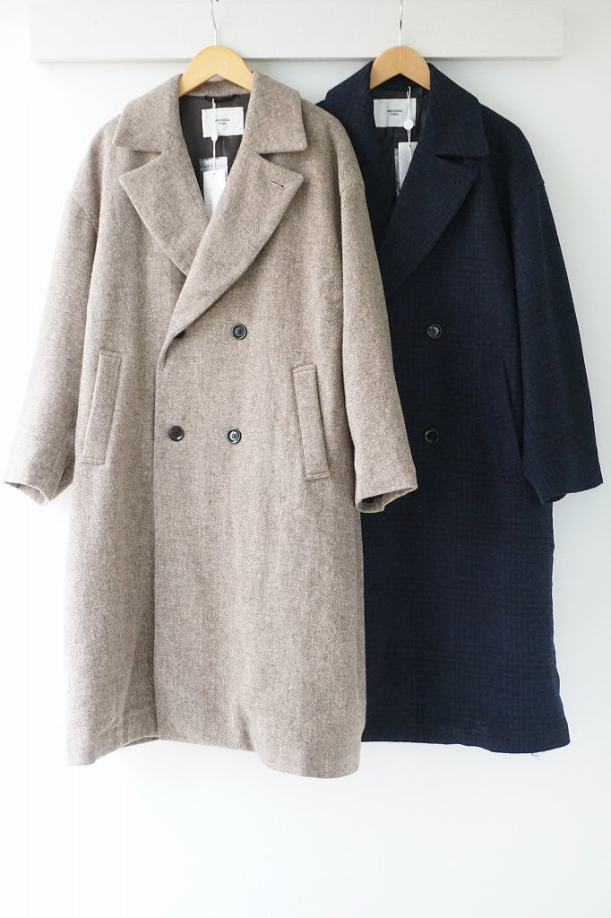 UNIVERSAL TISSU(ユニヴァーサルティシュ)ウールグレンチェック/オリジナルヘリンボーン　オーバーピーコート