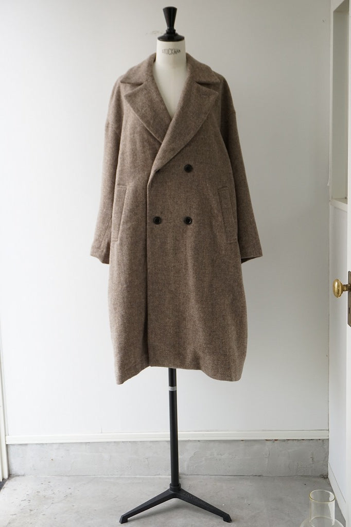 UNIVERSAL TISSU(ユニヴァーサルティシュ)ウールグレンチェック/オリジナルヘリンボーン　オーバーピーコート