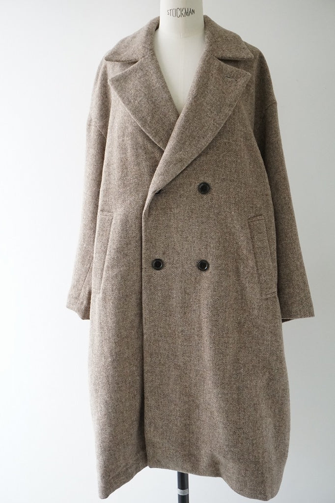 UNIVERSAL TISSU(ユニヴァーサルティシュ)ウールグレンチェック/オリジナルヘリンボーン　オーバーピーコート