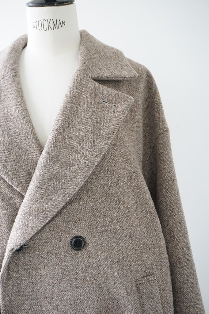 UNIVERSAL TISSU(ユニヴァーサルティシュ)ウールグレンチェック/オリジナルヘリンボーン　オーバーピーコート