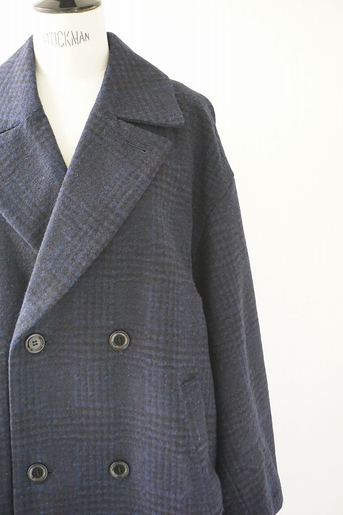 UNIVERSAL TISSU(ユニヴァーサルティシュ)ウールグレンチェック/オリジナルヘリンボーン　オーバーピーコート