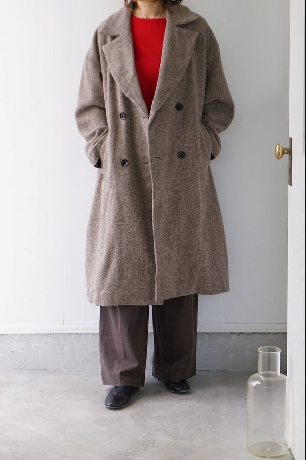 UNIVERSAL TISSU(ユニヴァーサルティシュ)ウールグレンチェック/オリジナルヘリンボーン　オーバーピーコート