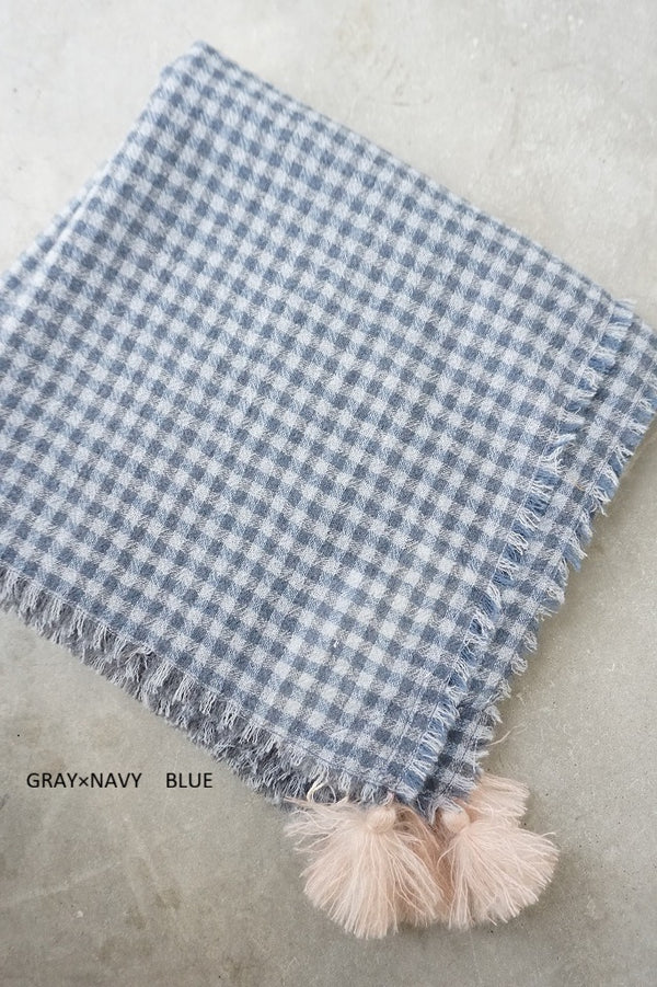 ROBE de PEAU（ローブデポー）WOOL GAUZE TASSEL STOLE – SACHET.
