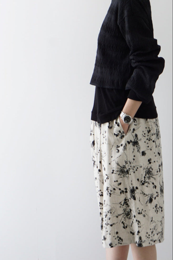 mizuiro-ind(ミズイロインド) rayon linen print short PT