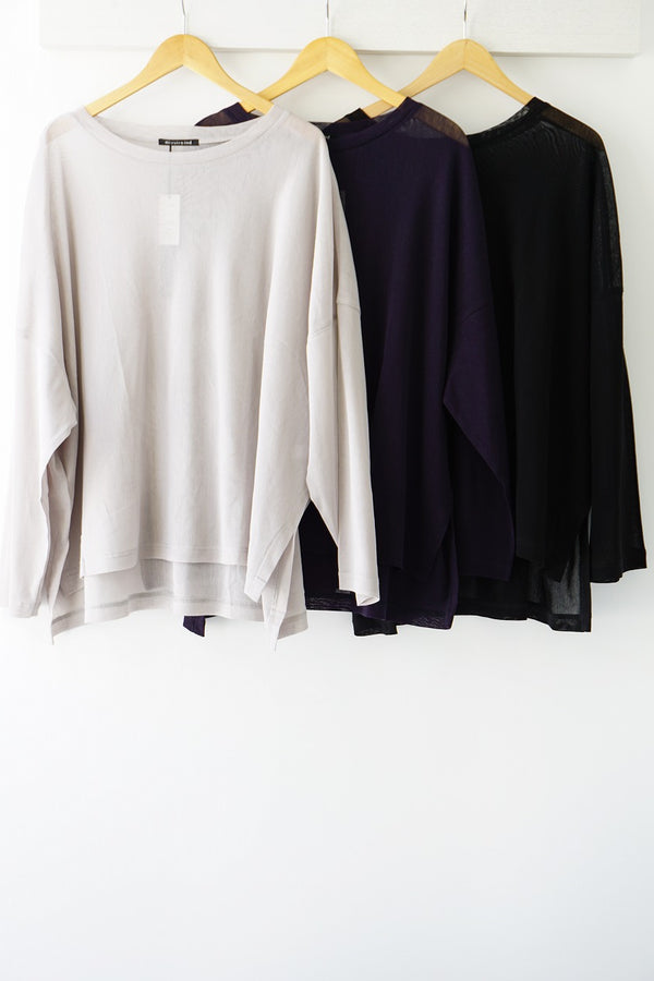 mizuiro-ind(ミズイロインド) mesh long slv wide T