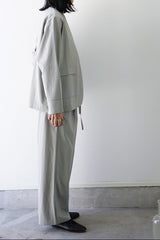 me.（ミードット）sheer satin ノーカラージャケット