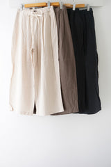 TISSU(ティシュ)　フレンチリネン/東炊きストライプ　ギャザータックパンツ