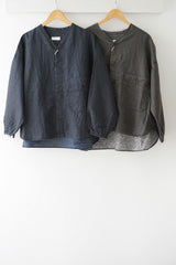 prit（プリット）リネンコットン交織平織ピグメント加工　ノーカラービッグシャツ