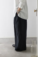 TISSU(ティシュ)　フレンチリネン/東炊きストライプ　ギャザータックパンツ