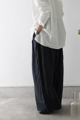 TISSU(ティシュ)　フレンチリネン/東炊きストライプ　ギャザータックパンツ