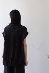 U PHORICA(ユーフォリカ)　クリンクルリネン　フレンチスリーブポロブラウス