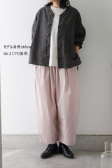 prit（プリット）リネンコットン交織平織ピグメント加工　ノーカラービッグシャツ