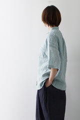 prit（プリット）60/1フレンチリネン　5分袖レギュラーカラーシャツ