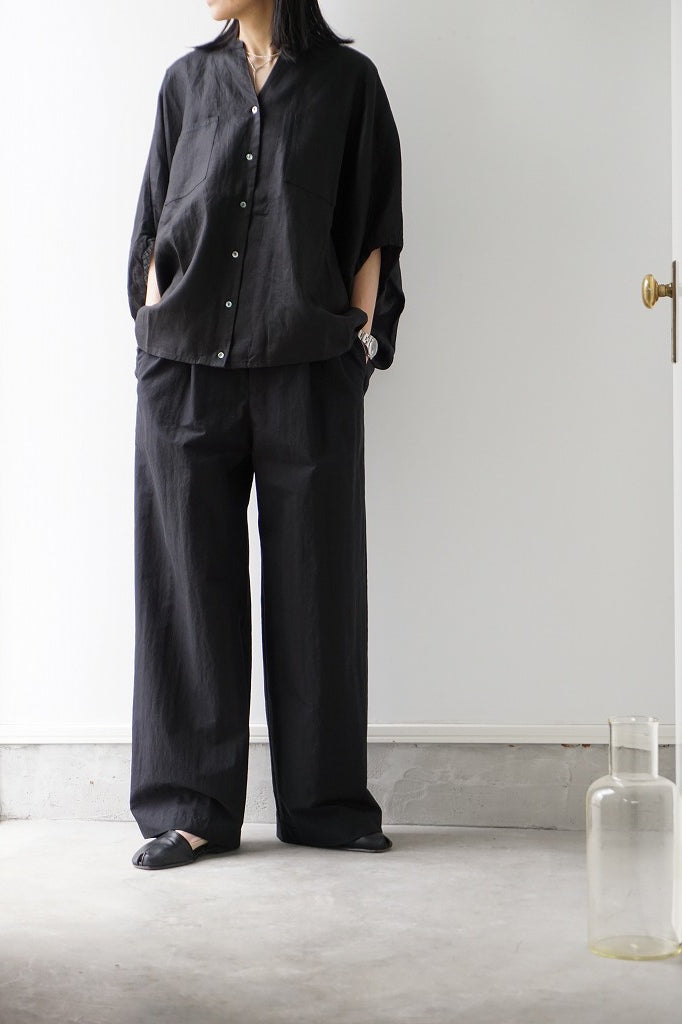 mizuiro ind◆linen stand collar cocoon shirt/FREE/リネン/BLU linen stand collar cocoon shirt | 2-230083 – mizuiro ind