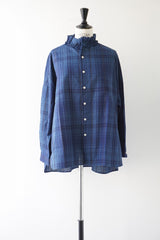 Yarmo(ヤーモ)　Ruffle Shirts Indigo Madras