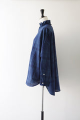 Yarmo(ヤーモ)　Ruffle Shirts Indigo Madras