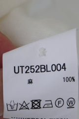 UNIVERSAL TISSU(ユニヴァーサルティシュ)フレンチリネン　比翼明きシャーリングワイドブラウス　クロ