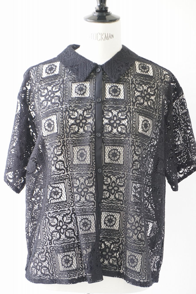 mizuiro-ind(ミズイロインド)tile lace shirt　black