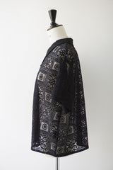 mizuiro-ind(ミズイロインド)tile lace shirt　black