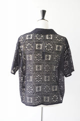 mizuiro-ind(ミズイロインド)tile lace shirt　black