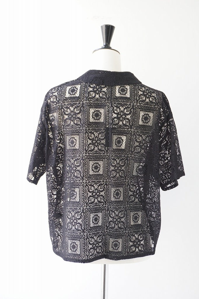 mizuiro-ind(ミズイロインド)tile lace shirt　black