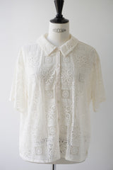 mizuiro-ind(ミズイロインド)tile lace shirt　ivory