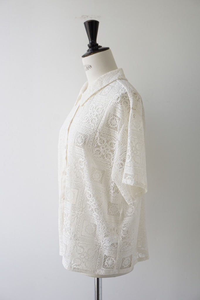 mizuiro-ind(ミズイロインド)tile lace shirt　ivory