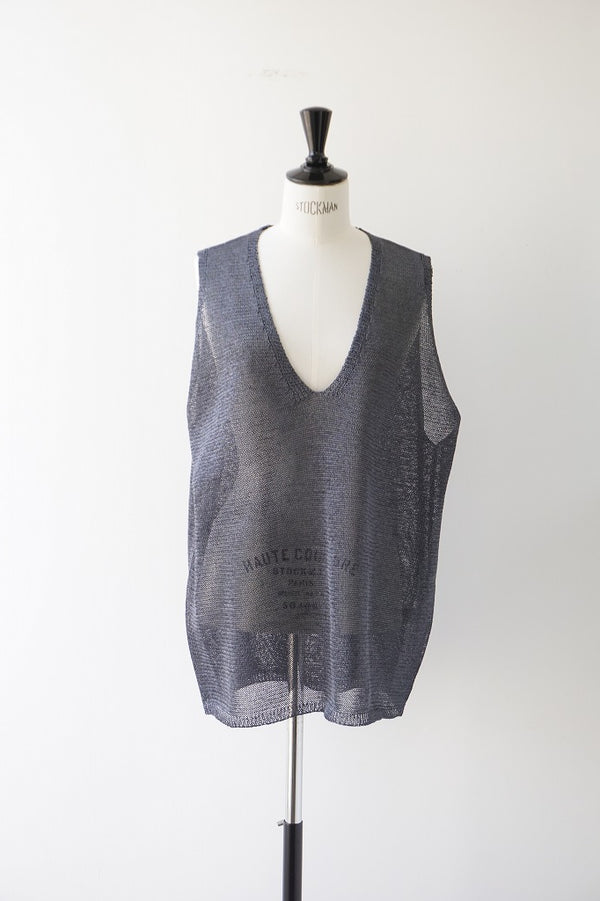 mizuiro-ind(ミズイロインド)wide V neck vest　d.gray