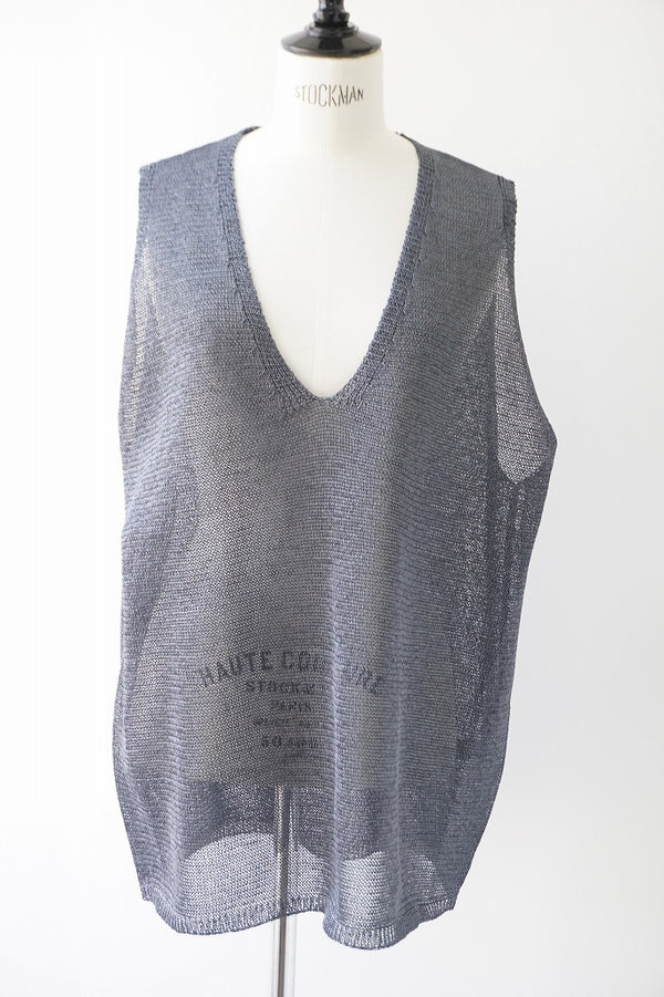 mizuiro-ind(ミズイロインド)wide V neck vest　d.gray