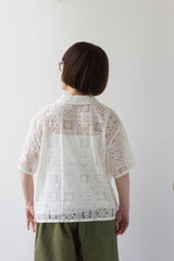mizuiro-ind(ミズイロインド)tile lace shirt　ivory