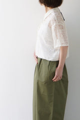 mizuiro-ind(ミズイロインド)tile lace shirt　ivory