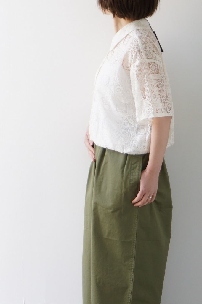 mizuiro-ind(ミズイロインド)tile lace shirt　ivory