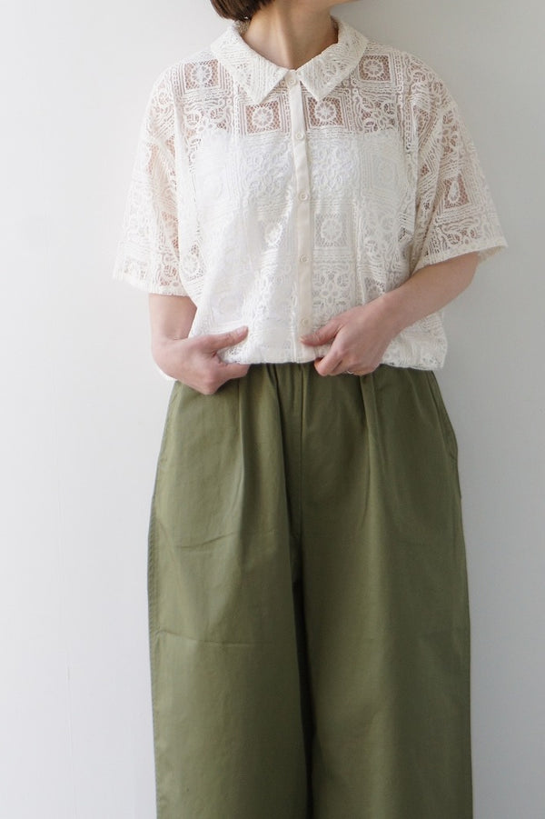 mizuiro-ind(ミズイロインド)tile lace shirt　ivory