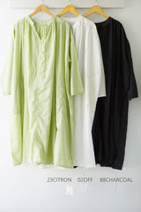 tumugu(ツムグ)　太番手ステッチコットンリネンボイル　2wayワンピース