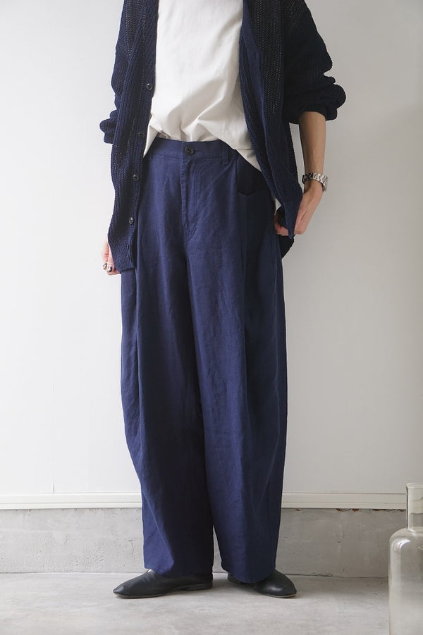 FACTORY(ファクトリー) アイリッシュリネンオーバータックパンツ　ネイビー