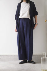 FACTORY(ファクトリー) アイリッシュリネンオーバータックパンツ　ネイビー
