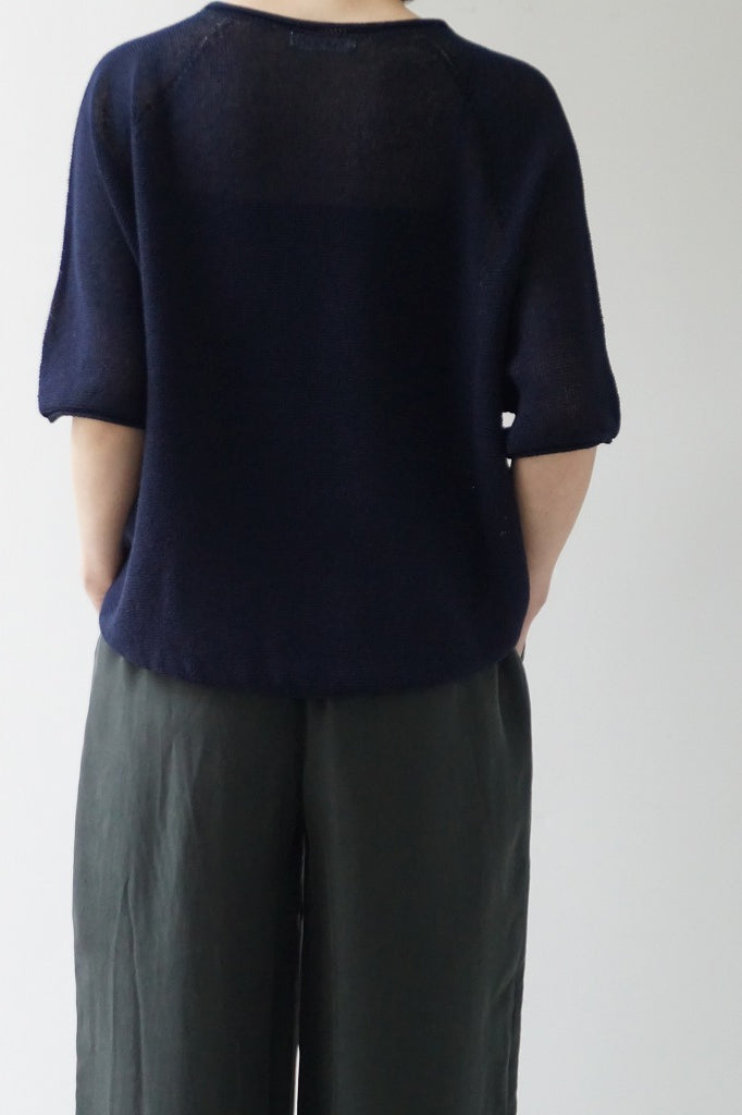 FACTORY(ファクトリー) 和紙×ペルー綿ロールネックセーター　ネイビー