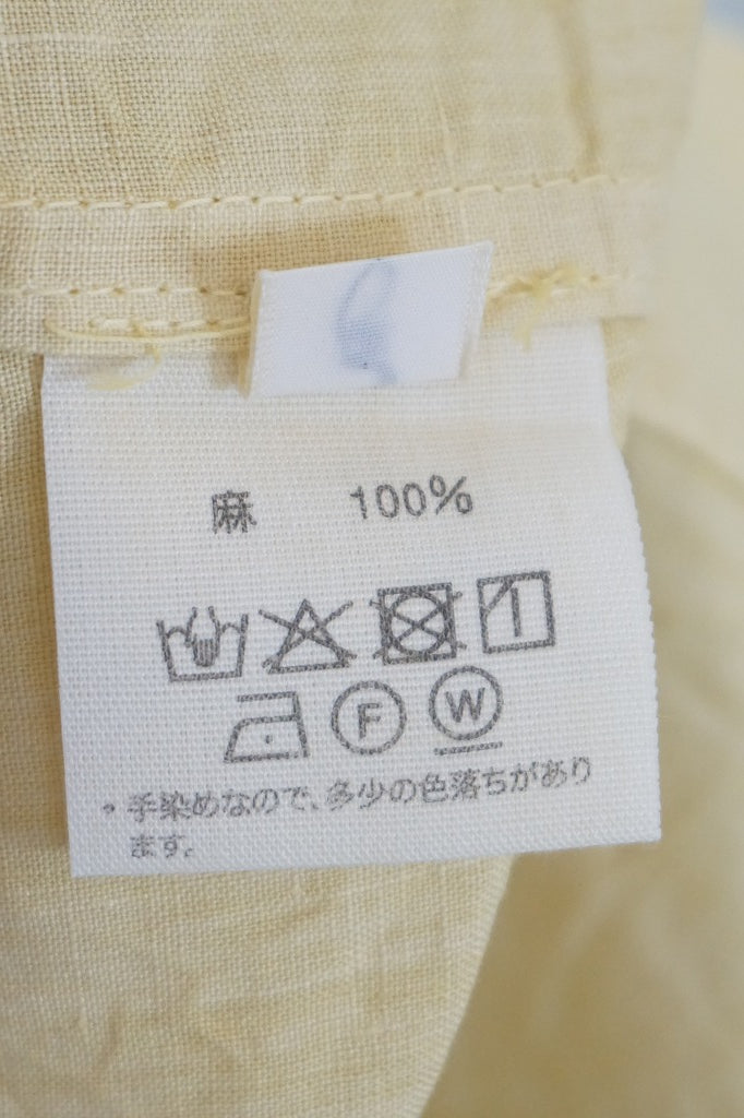 FACTORY(ファクトリー) アイリッシュリネンシワ加工カジュアル半袖シャツ　イエロー