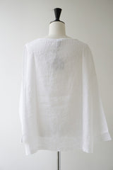 TRAVAIL MANUEL(トラバイユマニュアル) タイディリネンボートネックTブラウス　WHITE
