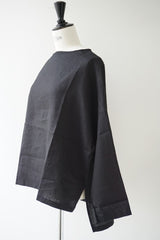 TRAVAIL MANUEL(トラバイユマニュアル) タイディリネンボートネックTブラウス　BLACK