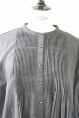 utilite(ユティリテ)cotton boil ピンタック5分袖シャツ クロ