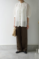 utilite(ユティリテ)cotton boil ピンタック5分袖シャツ クロ