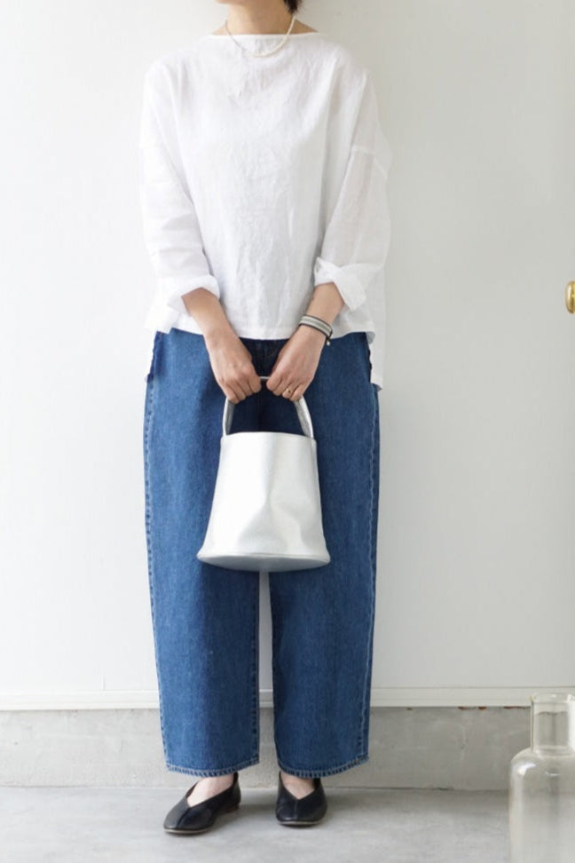 TRAVAIL MANUEL(トラバイユマニュアル) タイディリネンボートネックTブラウス　WHITE