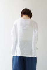TRAVAIL MANUEL(トラバイユマニュアル) タイディリネンボートネックTブラウス　WHITE
