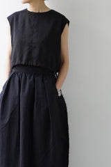 a'nuke(アンヌーク)Sleeveless Drawstring Tops BLK